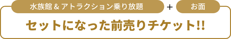 水族館 & アトラクション乗り放題とお面がセットになった前売りチケット